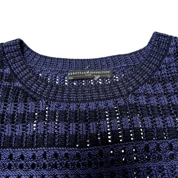 Peruvian Connection Pima Cotton Sweater Open Knit Cropped Long Sleeve Size XS - Picture 5 of 8